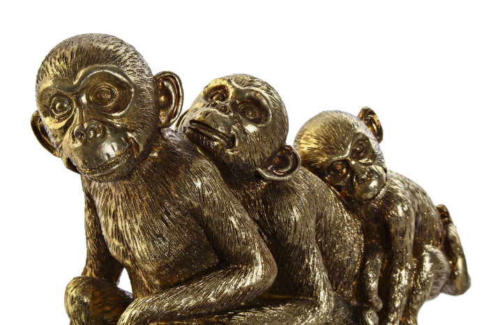 DECO RF-176954 FIGURE RÉSINE 24X8,5X18,5 SINGES DORÉ