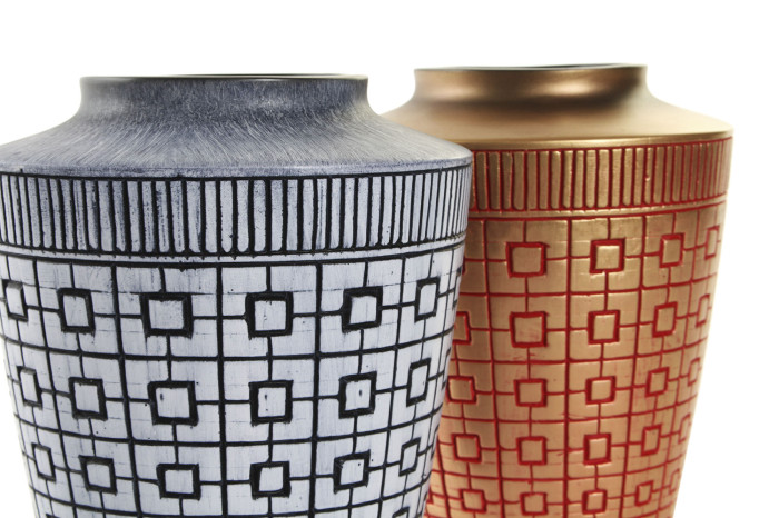 DECO LD-182206 VASE RÉSINE 17X17X20 ORIENTAL DORÉ 2 MOD.