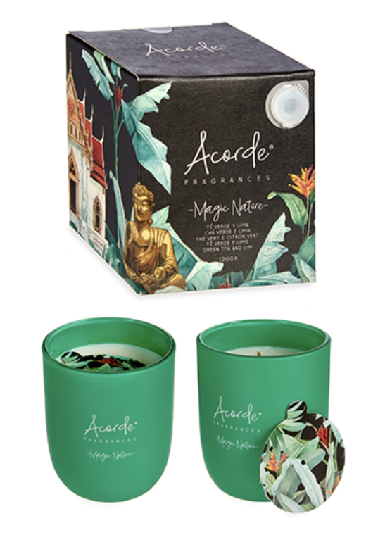 DECO 81676 VERRE BOUGIE 120GR PARFUM THE VERT Y LIMA