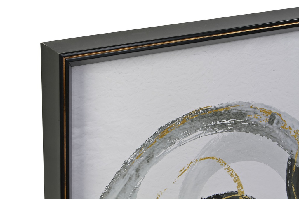 DECO CU-180434 TABLEAU MDF VERRE 120X6X80 ABSTRAIT ENCADRÉ NOIR
