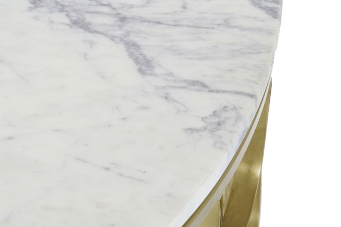 DECO MB-179482 TABLE CAFE MARBRE FER 81X81X42 DORE