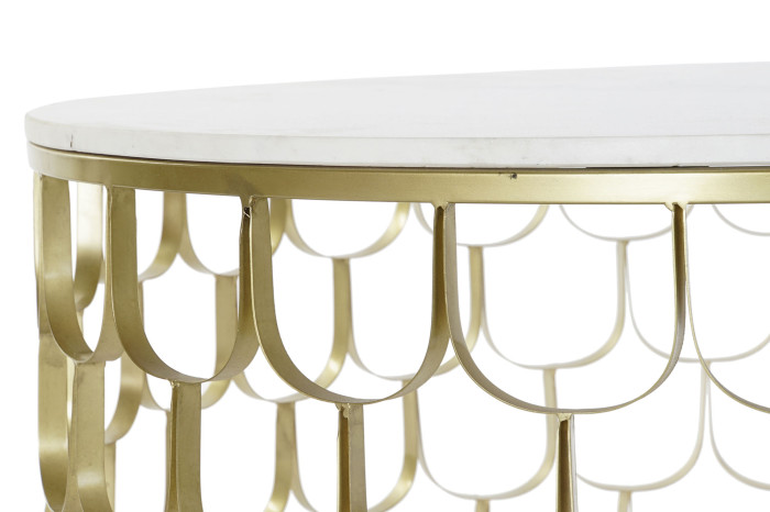 DECO MB-179482 TABLE CAFE MARBRE FER 81X81X42 DORE