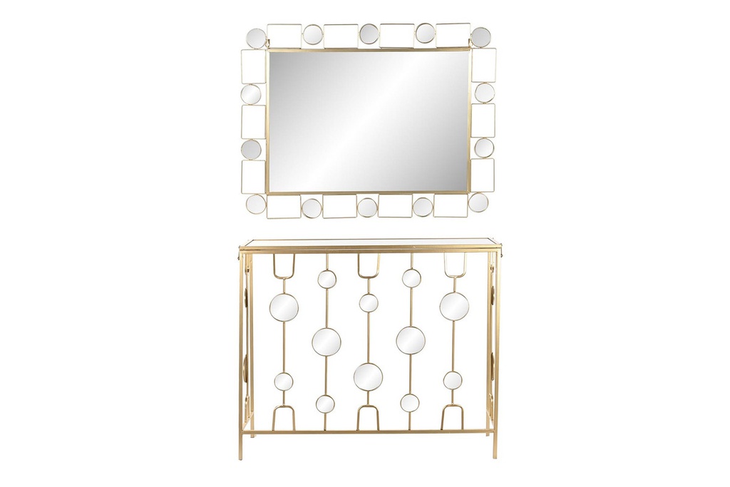DECO MB-194508 CONSOLE SET 2 METAL MIROIR 92X32X78 MAT DORE