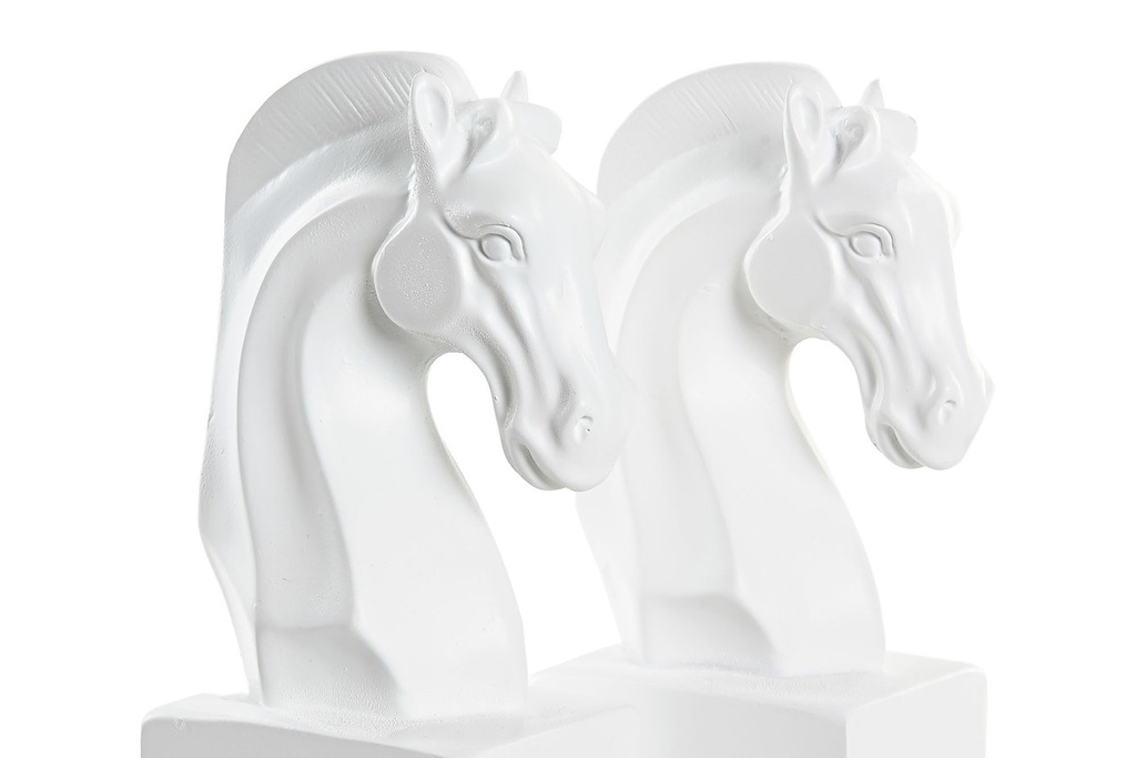 DECO FD-195713 SERRE-LIVRES SET 2 RESINE 10X7X24 CHEVAL BLANC