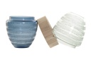DECO JV-174995 VASE VERRE BOIS 21X21X43 BLEU MARINE
