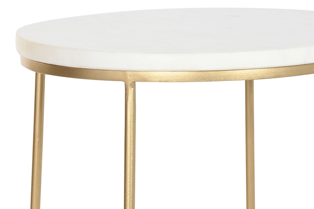 DECO MB-206218 TABLE AUXILIAIRE MARBRE FER 31X31X55 BLANC