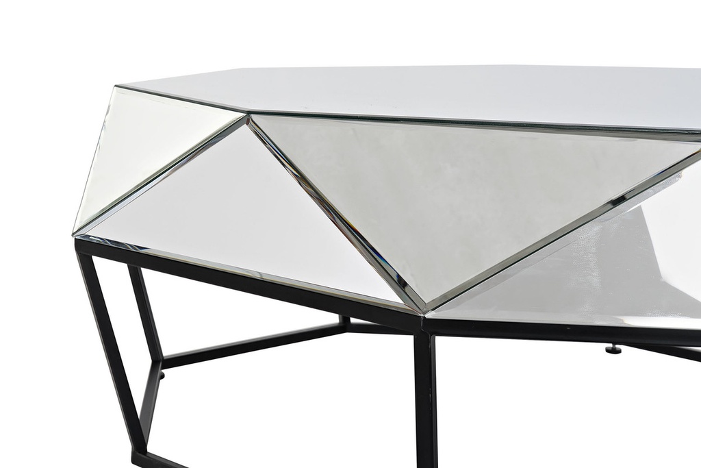 DECO MB-190808 TABLE CAFE METAL MIROIR 100X100X35 NOIR