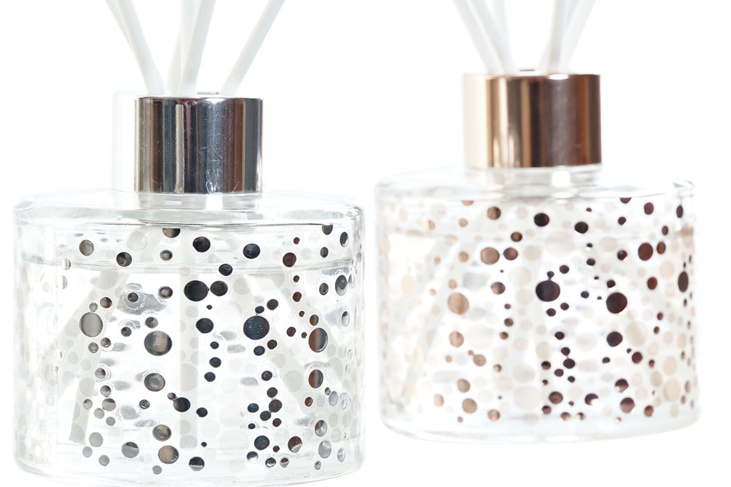 DECO DA-186104 PARFUM D'AMBIANCE MIKADO VERRE 7X7X7,5 100 ML, 2 MOD.