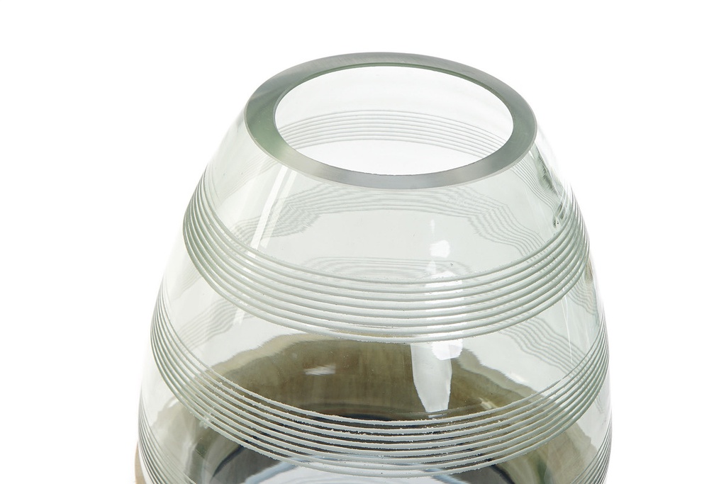 DECO JV-174996 VASE VERRE BOIS 18X18X36 BLEU MARINE