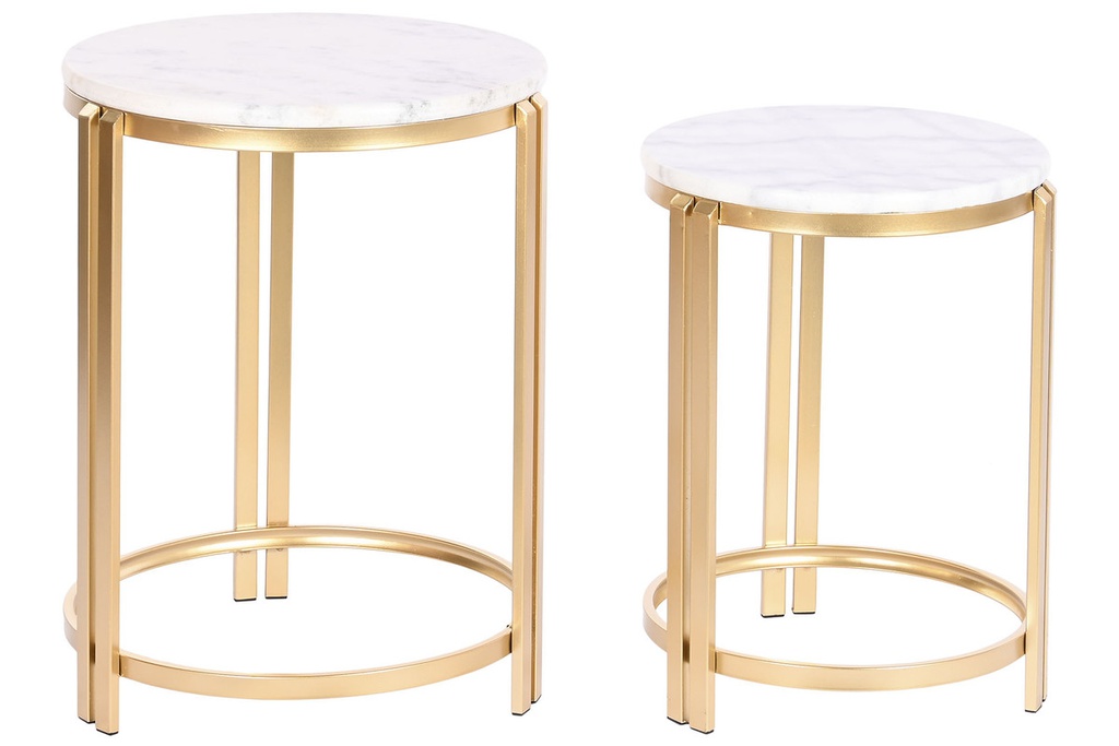 DECO MB-205754 TABLE AUXILIAIRE METAL MARBRE 40X40X55 DORE
