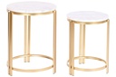 DECO MB-205754 TABLE AUXILIAIRE METAL MARBRE 40X40X55 DORE