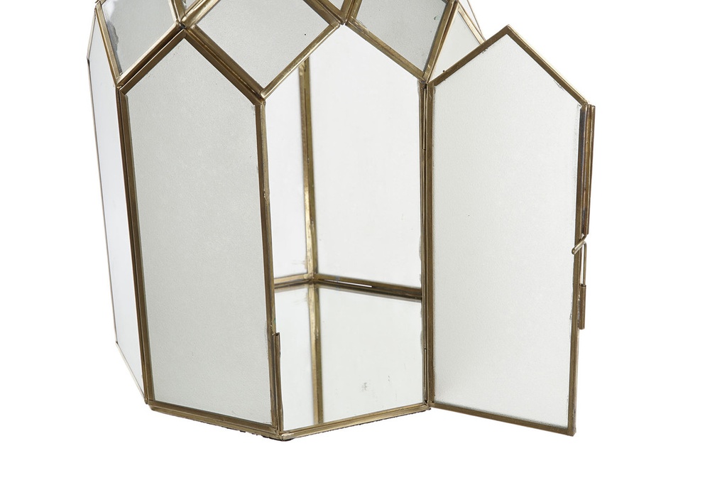 DECO FA-185731 LANTERNE VERRE LAITON 19X19X31 VITRE DORE