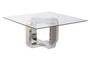 DECO MB-202975 TABLE CAFE ACIER VERRE TREMPE 100X100X45 ARGENTE