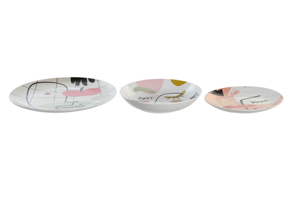 DECO PC-200773 VAISSELLE SET 18 PORCELAINE 27X27X3 ABSTRAIT