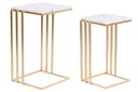 DECO MB-205752 TABLE AUXILIAIRE SET 2 METAL MARBRE 37X39X66 DORE