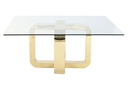 DECO MB-202974 TABLE CAFE ACIER VERRE TREMPE 100X100X45 DORE