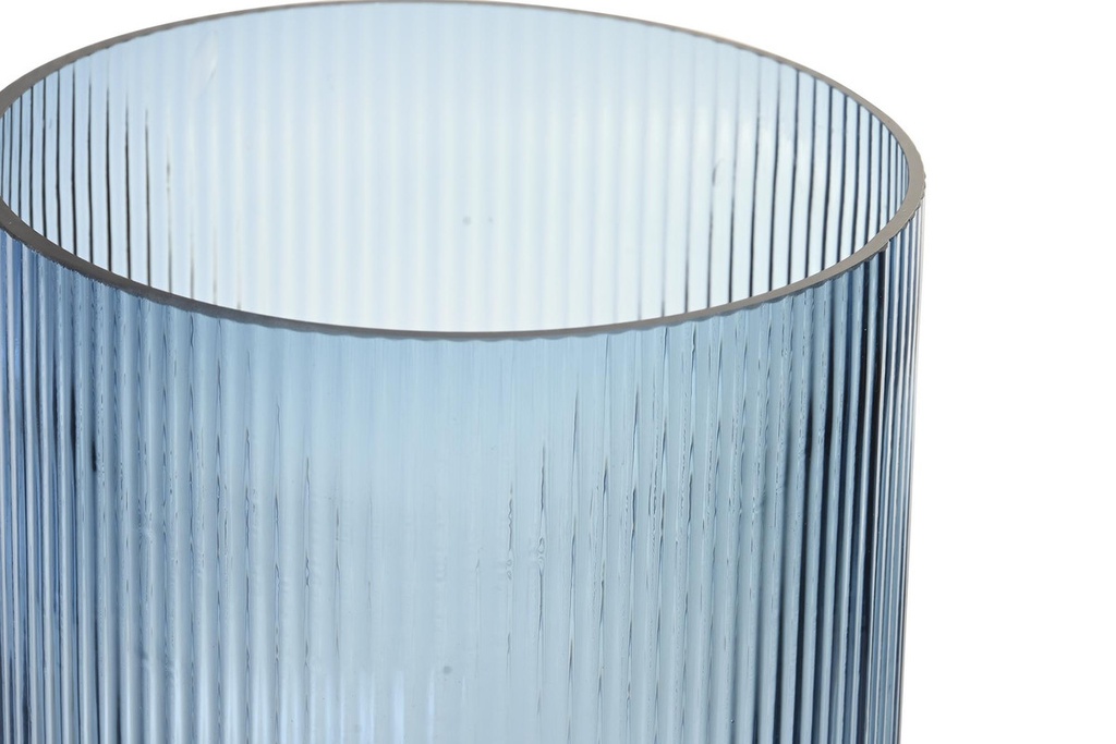 DECO JR-195602 VASE VERRE METAL 16X16X23 DORE BLEU