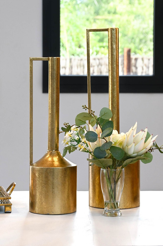 DECO JR-195939 VASE METAL 15X15X50 DORE
