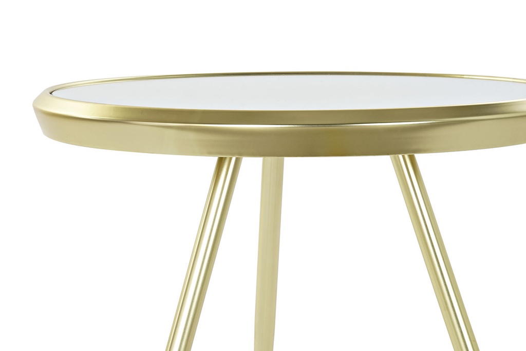 DECO MB-185960 TABLE CAFE ACIER MIROIR 50X50X48 MAT DORE
