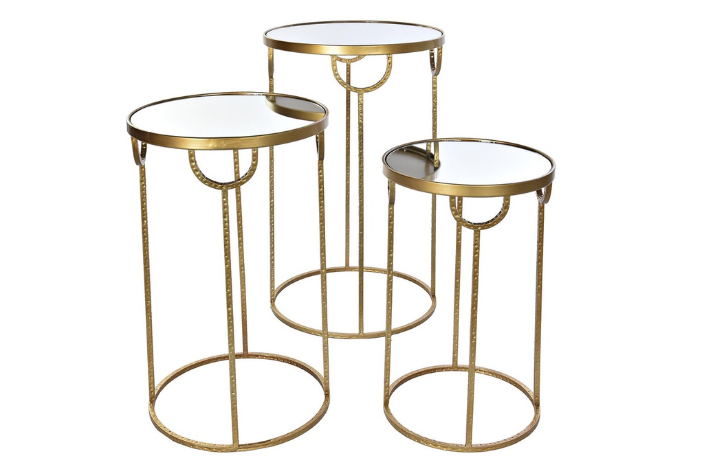 DECO MB-195908 TABLE AUXILIAIRE SET 3 METAL MIROIR 40X40X66,5