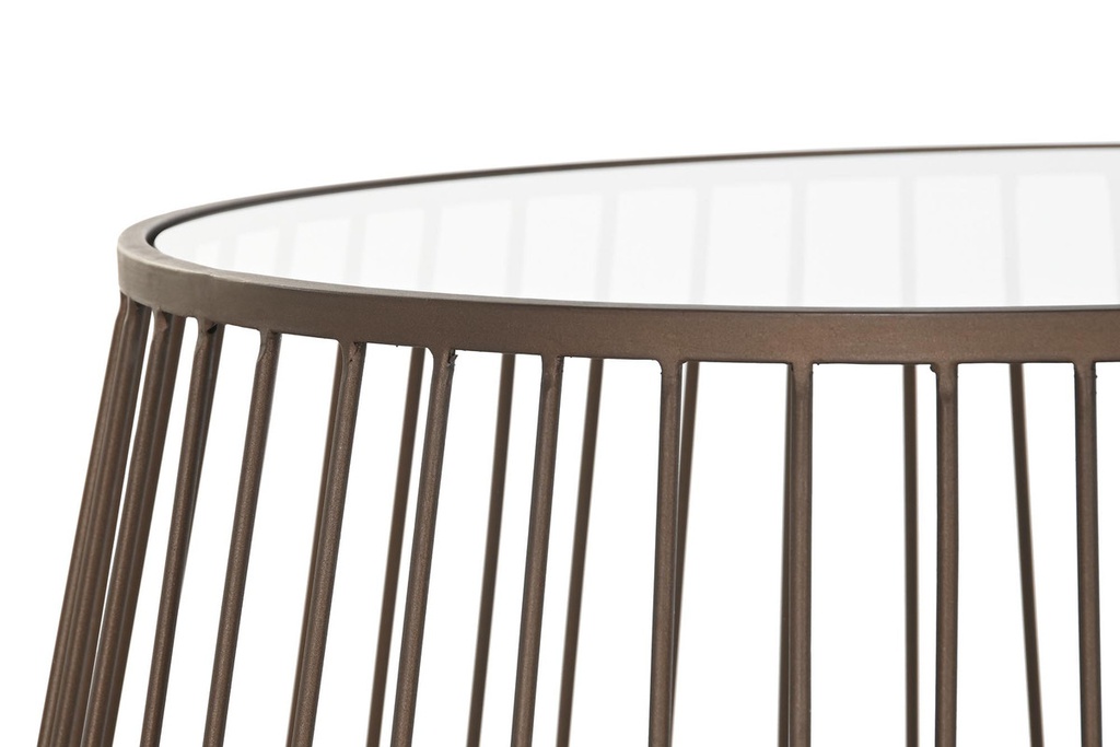 DECO MB-196137 TABLE AUXILIAIRE SET 2 METAL VERRE 75X75X55 NOIR