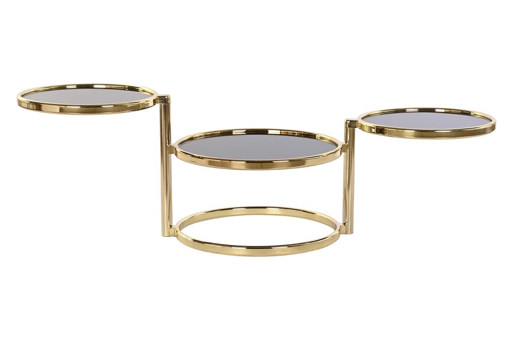 DECO MB-199663 TABLE AUXILIAIRE ACIER VERRE 58X50X43 DORE