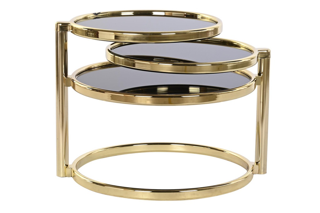 DECO MB-199663 TABLE AUXILIAIRE ACIER VERRE 58X50X43 DORE