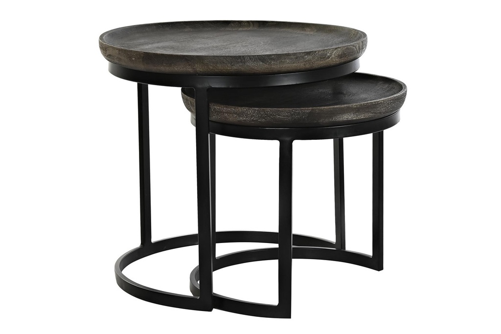 DECO MB-199886 TABLE AUXILIAIRE SET 2 MANGUE METAL 55X55X50 NOIR