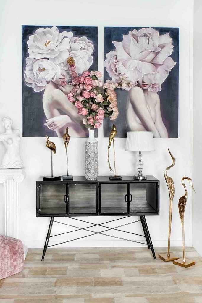 DECO MB-172023 CONSOLE TABLE METAL GLASS 120X35X80 17,1 NOIR