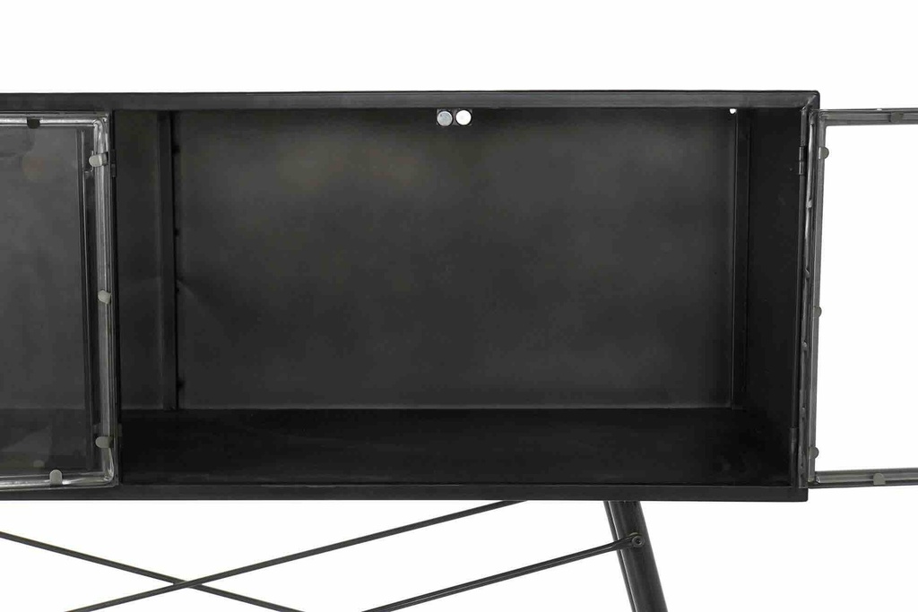 DECO MB-172023 CONSOLE TABLE METAL GLASS 120X35X80 17,1 NOIR