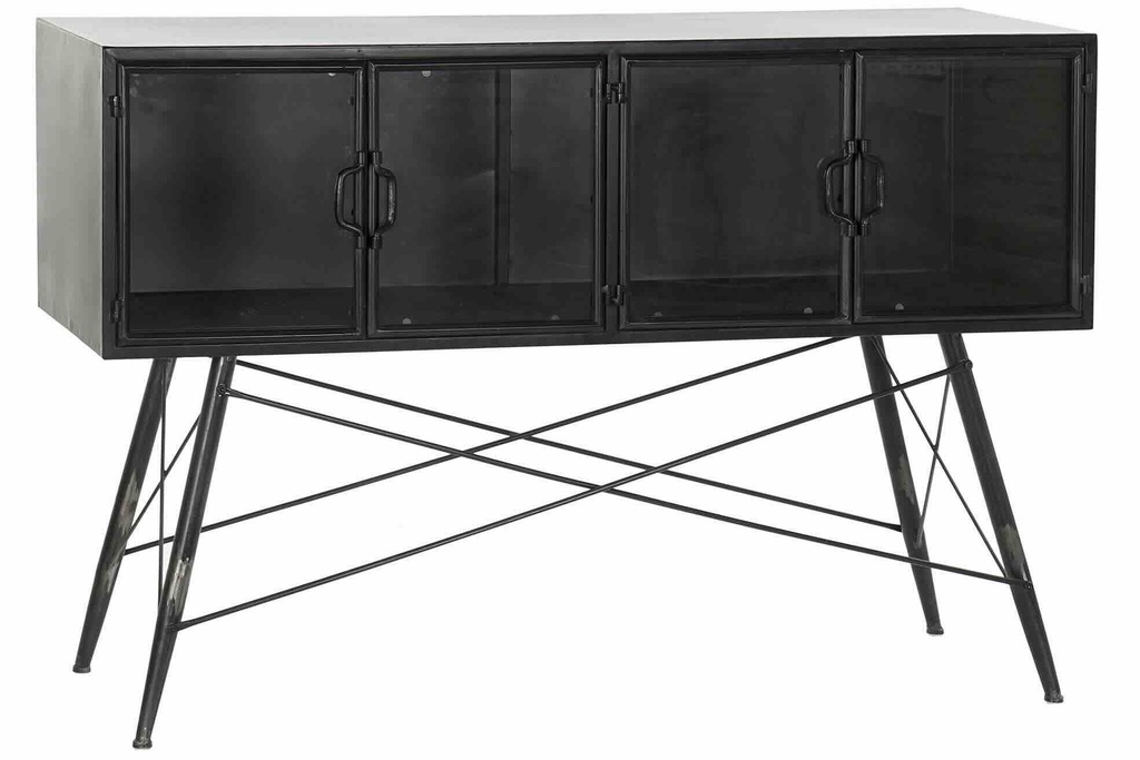DECO MB-172023 CONSOLE TABLE METAL GLASS 120X35X80 17,1 NOIR