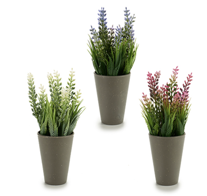 DECO 55291 POT GRIS FLEUR ELARGIE ASSORT 4 COULEUR