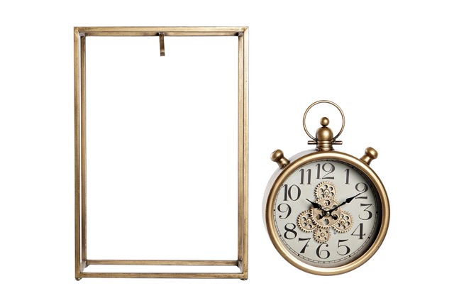 DECO RE-198999 HORLOGE POSER FER VERRE 33X15X48 MOUVEMENT DORE
