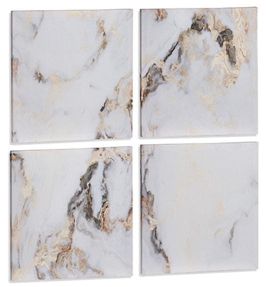 DECO 94978 TOILE 4 PIECES MARBRE BLANC 35X35CM 