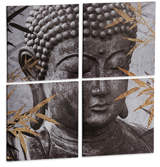 DECO 94981 SET 4 TOILE BUDHA GRIS 35X35CM 