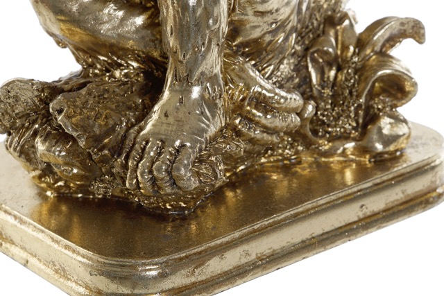 DECO RF-177347 FIGURE RESINE 16,5X10,6X22,5 FEUILLE DE SINGE DORE