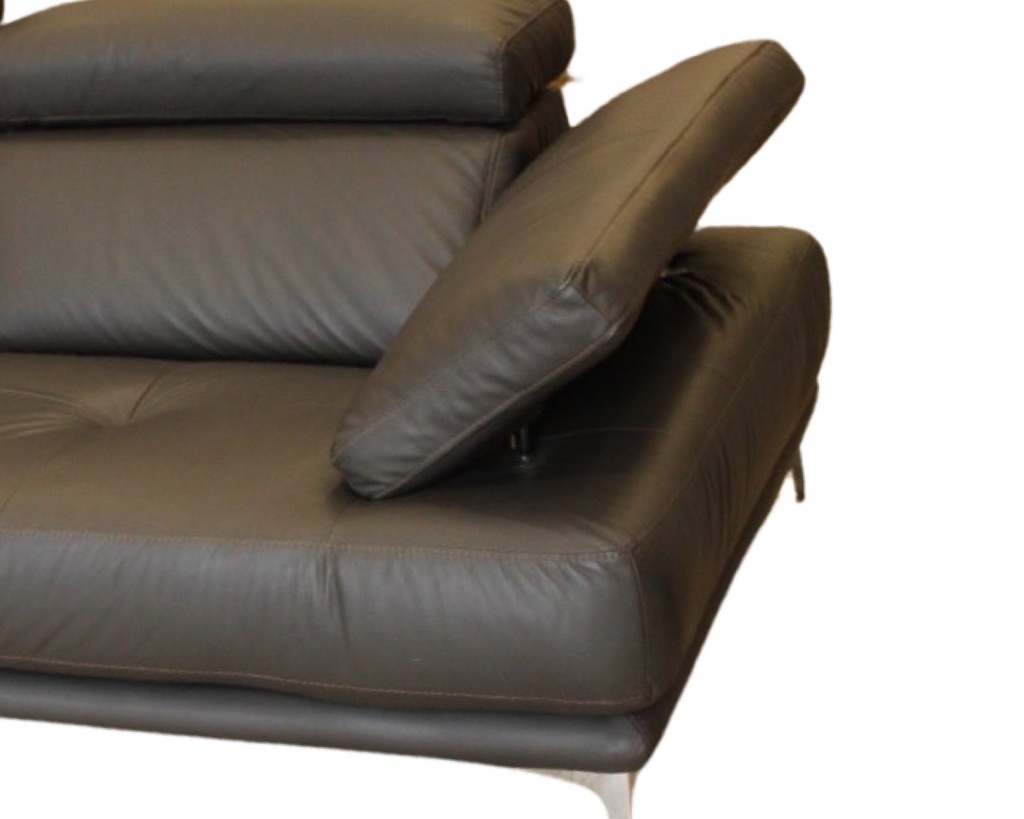 DECO AN CANAPE CUIR REGLABLE MARRON NOIR 2,10X0,57X0,53X1M