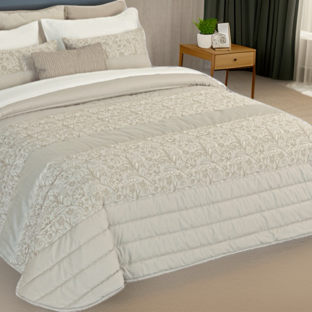 LL TL COUVRE LIT SPRING 10 TAUPE 235x270cm 80%PES 20%CTN