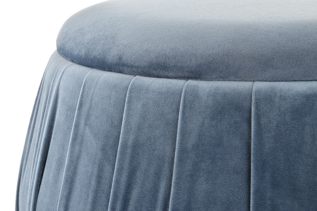 DECO MB-155705 POUF BOIS POLIESTER 60X40 COUVERCLE VELOUR BLEU
