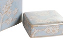 DECO LD-190188 VASE PORCELAINE 15,5X15,5X21,5 FLEURS BLEU