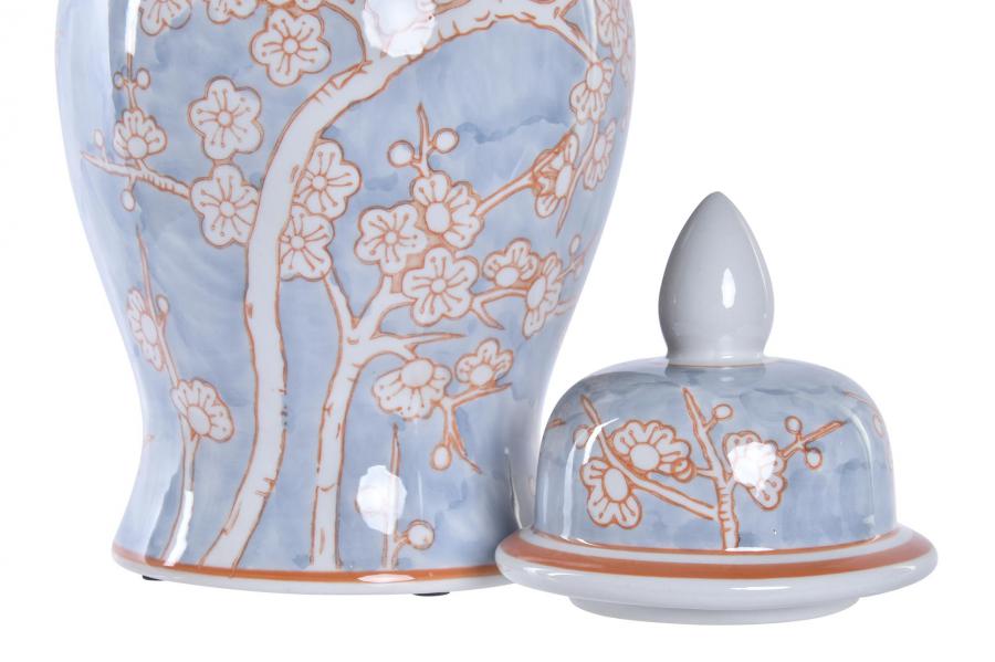 DECO LD-190189 VASE PORCELAINE 19X19X37 FLEURS BLEU