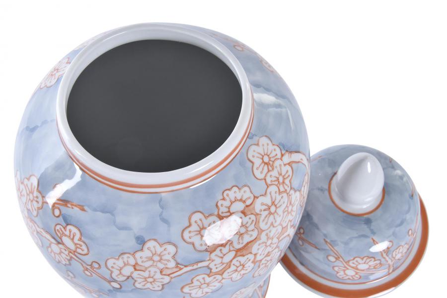 DECO LD-190189 VASE PORCELAINE 19X19X37 FLEURS BLEU