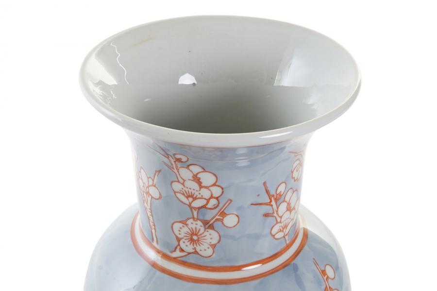 DECO LD-190191 VASE PORCELAINE 13X13X31 FLEURS BLEU