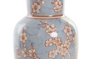DECO LD-190191 VASE PORCELAINE 13X13X31 FLEURS BLEU