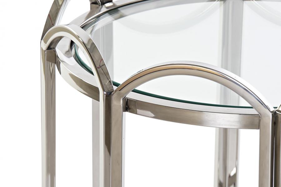DECO MB-185289 TABLE AUXILIAIRE METAL VERRE 52X52X55 ARGENTE