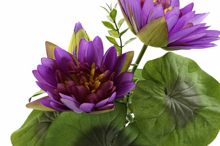 DECO JA-185271 POT FLEURS PVC TISSU 22X18X34 LOTUS LILAS