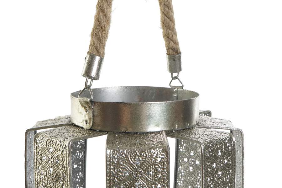 DECO PV-190078 BOUGEOIR METAL CORDE 21X21X23 ARGENTE