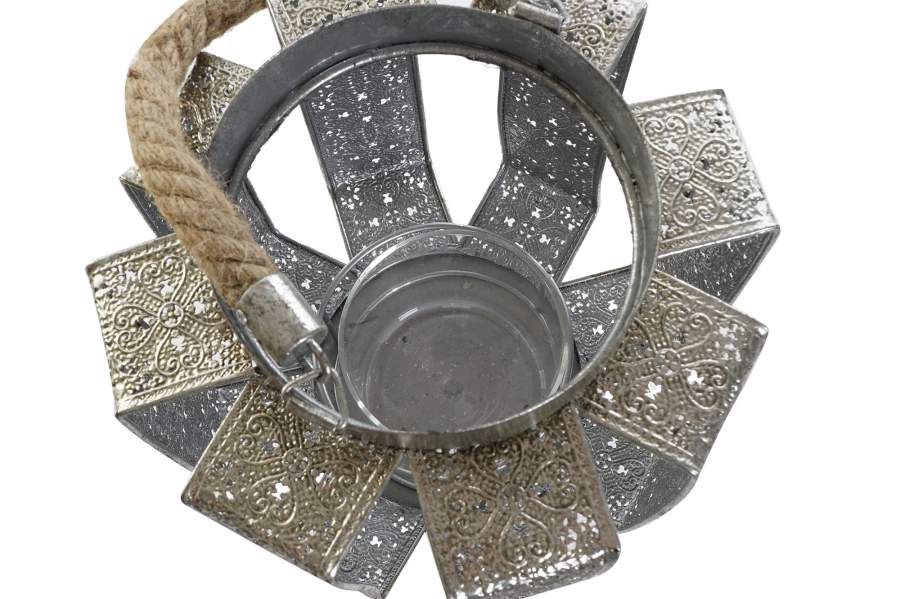 DECO PV-190078 BOUGEOIR METAL CORDE 21X21X23 ARGENTE