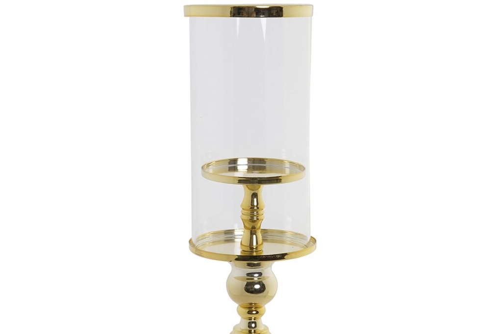 DECO PV-192887 BOUGEOIR METAL VERRE 13X13X53 BICOLOR DORE