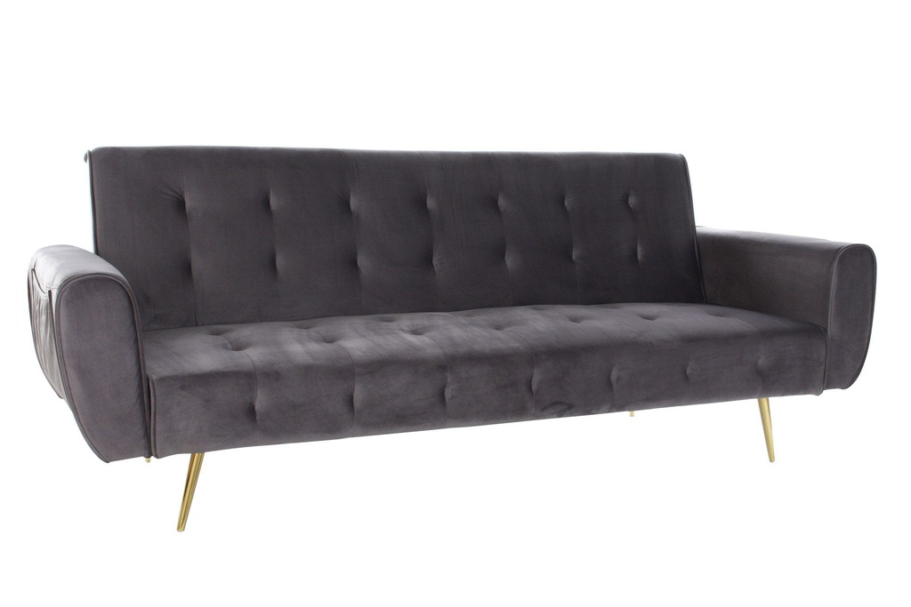 DECO MB-175882 CANAPE LIT VELVET METAL 213X79X82 40KG. GREY